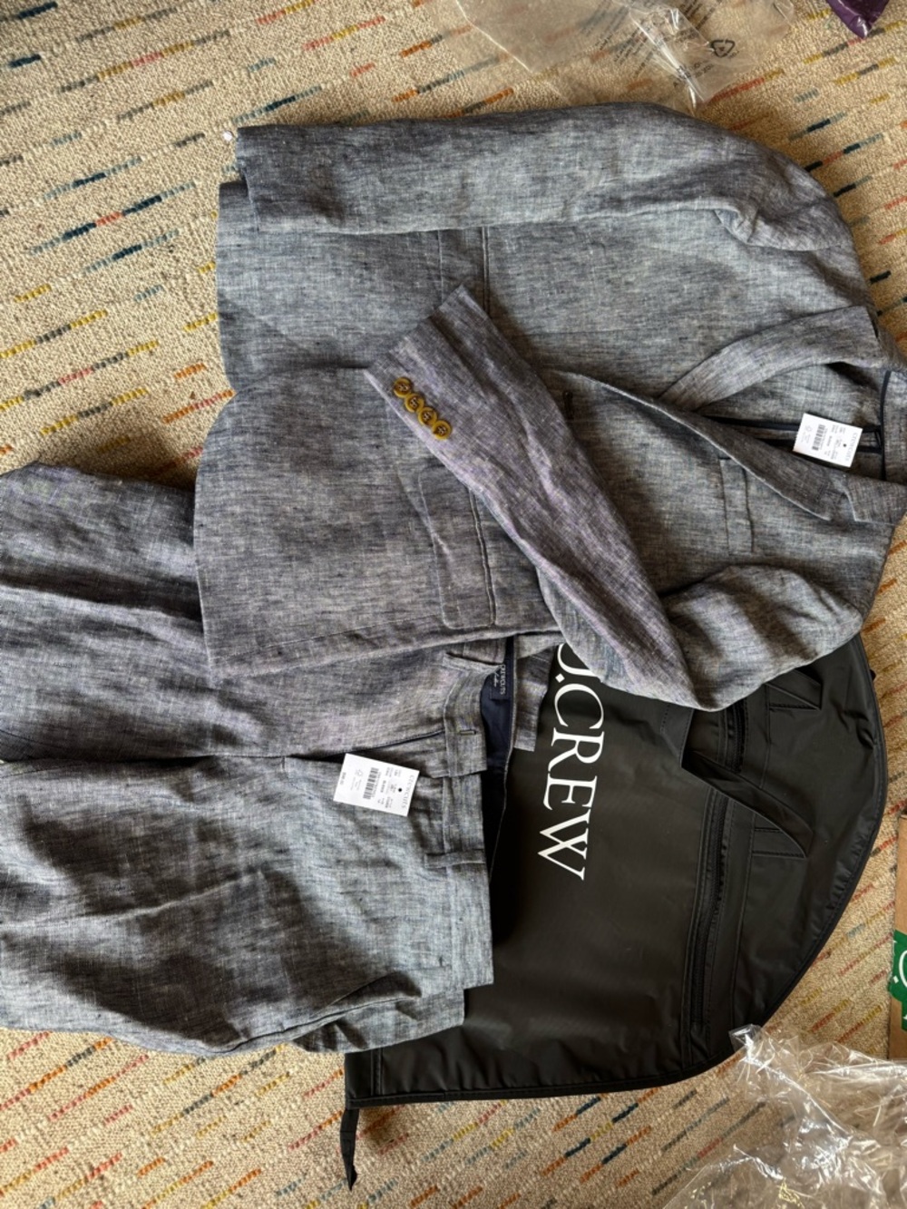 NWT- NEW Crew Crewcuts Boys' Lightweight Gray linen Suit Jacket & Pants Set - Picture 6 of 9